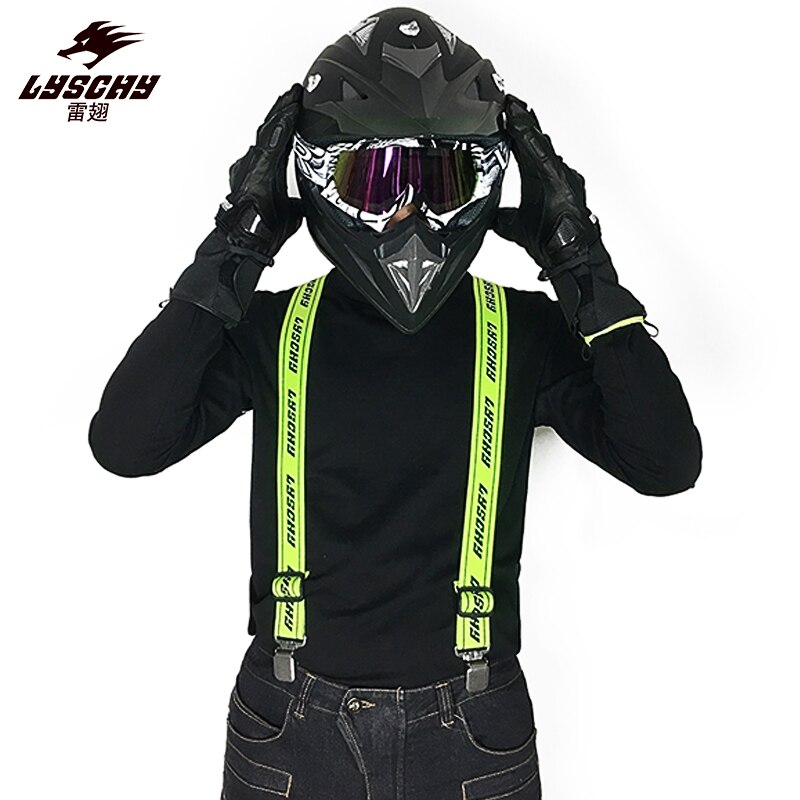 Pantalones de moto con Clip, tirantes elástico ajustable Y tirantes traseros para pantalones de motocicleta, correas de reparación de locomotora