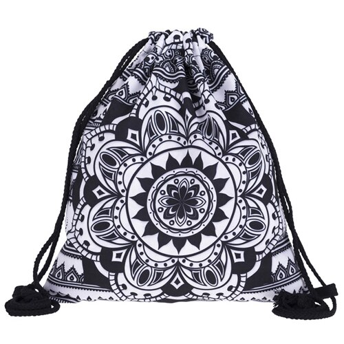 Frauen Kordelzug Rucksack Digital Gedruckt Schwarz Mandala aufbringen Reise Softback Frauen Mochila: Ursprünglich Titel