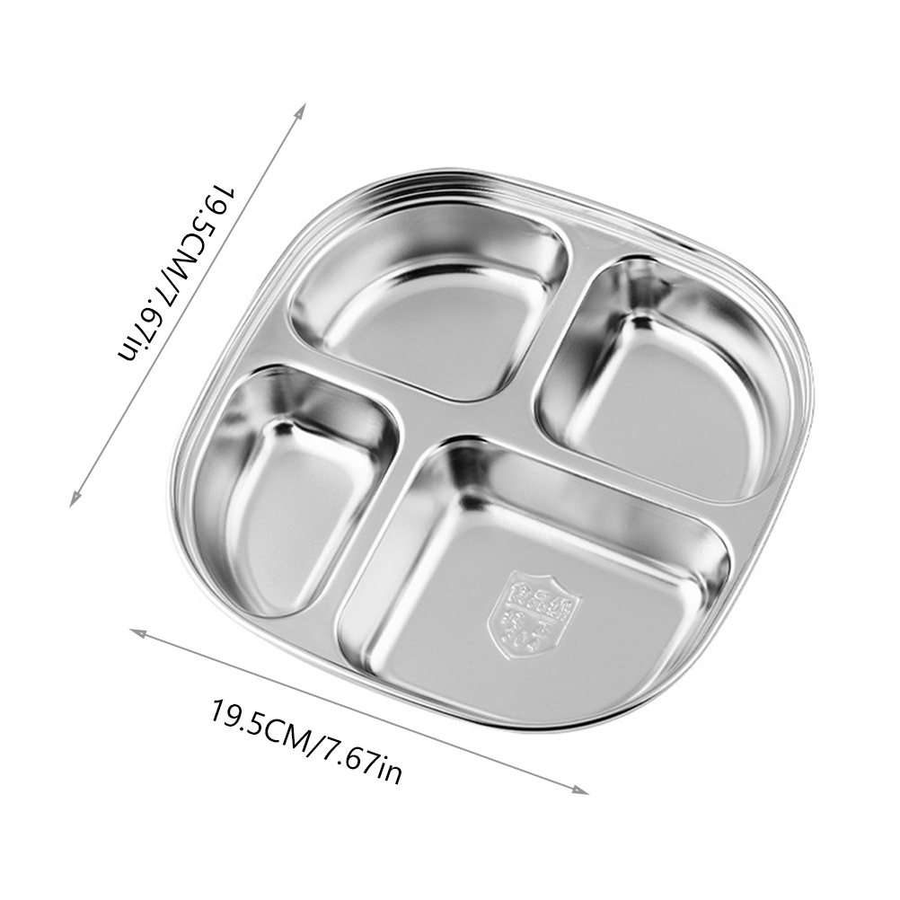 Stainless Steel Divided Plate Student Food Storage Plate Multi-grid Food Plate
