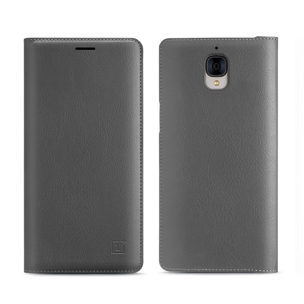 Para ONEPLUS 3 3T Funda de cuero de PU de lujo de la mejor para OnePlus3 3T activación inteligente UP/Sleep + Protector de pantalla OP01: Gris