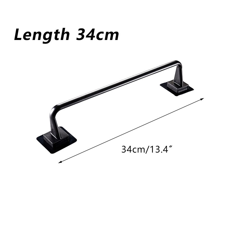 Wandmontage Handdoek Hanger Zelfklevende Handdoekhouders Holder Badkamer Wc Handdoeken Bar Organizer Keuken Badkamer Accessoires: 34cm Black