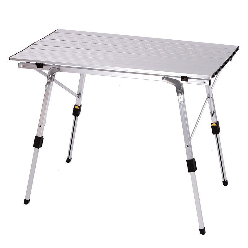 Roll Up Folding Camping Table Desk Aluminum Alloy Height Adjustable Picnic Table for Outdoor BBQ Backpacking Accessories