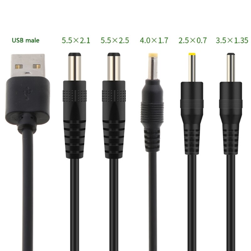 USB to DC Port Charging Cable Power Supply Cord Line DC/5.5x2.1 DC/5.5x2.5 DC/3.5x1.35 DC/4.0x1.7 DC/2.5x0.7 Connector