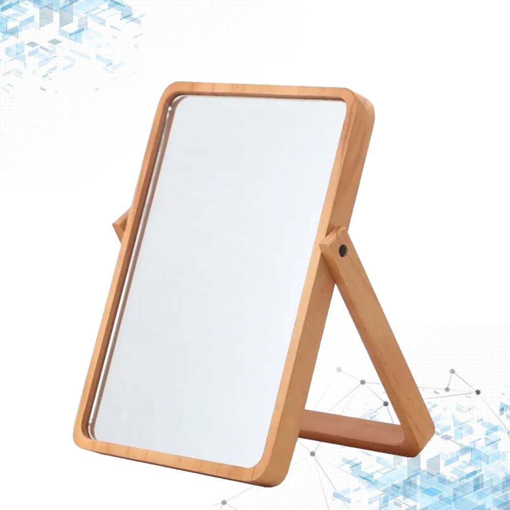 1PC Rectangular Makeup Mirror Dressing Mirror Wooden Frame Mirror Desktop Mirror for Girls Women