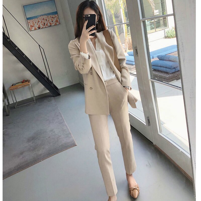 Women business suits formal office suits work Casual long sleeve suit jacket female Women's Pants Set Women's Set