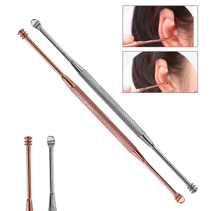 2 stk rustfrit stål øreplukker ørevoks stick remover curette renere øreværktøj