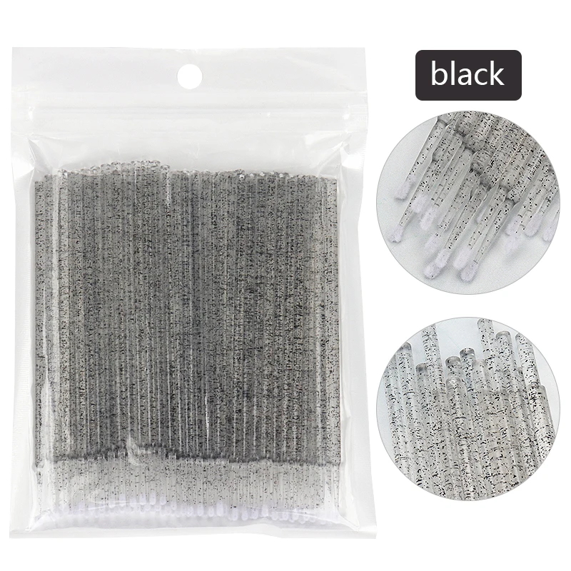 100Pcs Eyelash Cleaning Brush Lash Extension Micro Cotton Swab Individual Eyelashes Microbrush Beauty Makeup Clean Remover Tools: WHITE