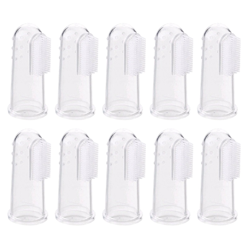 10Pcs Silicon Kinderen Tandenborstel Vinger Baby Tandenborstel Bladverliezende Tandenborstel Voor Baby Zachte Tanden Clear Baby Borstel: Default Title