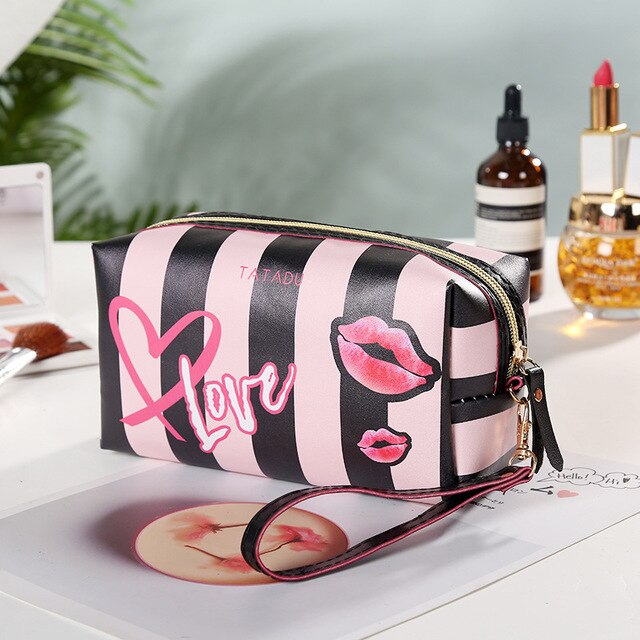 PU Leather Portable Women kosmetyczka z lustrem torby podróżne kosmetyczki organizuj torebkę wodoodporna kosmetyczka: C2