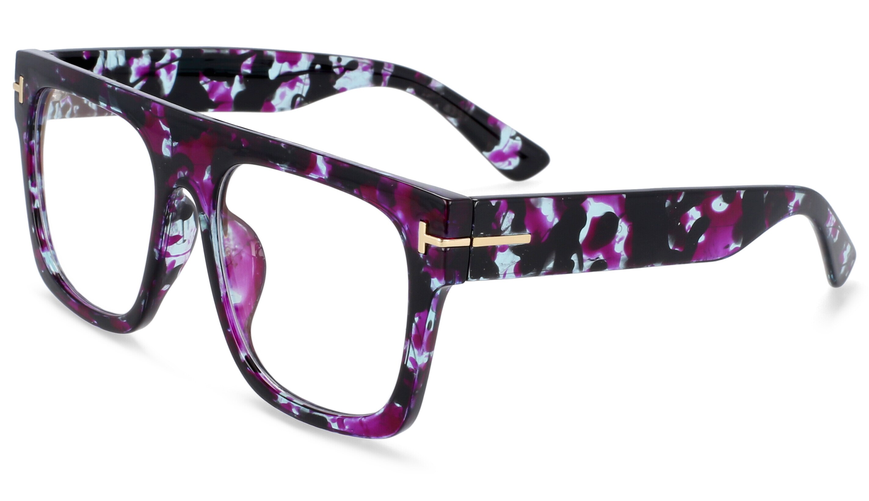 45718 Retro Square Glasses Frames Men Women Trending Styles Optical Computer Glasses: C10 floral