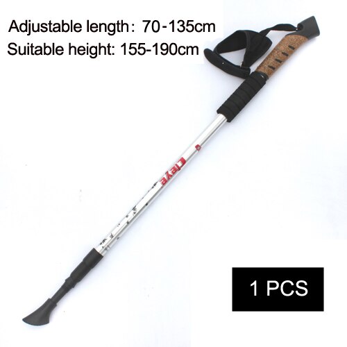 1/ 2 stk stavgangstaver teleskopiske stafettpinner trekkingstaver ultra turstaver med gummispisser justerbare bånd: 1 stk hvit