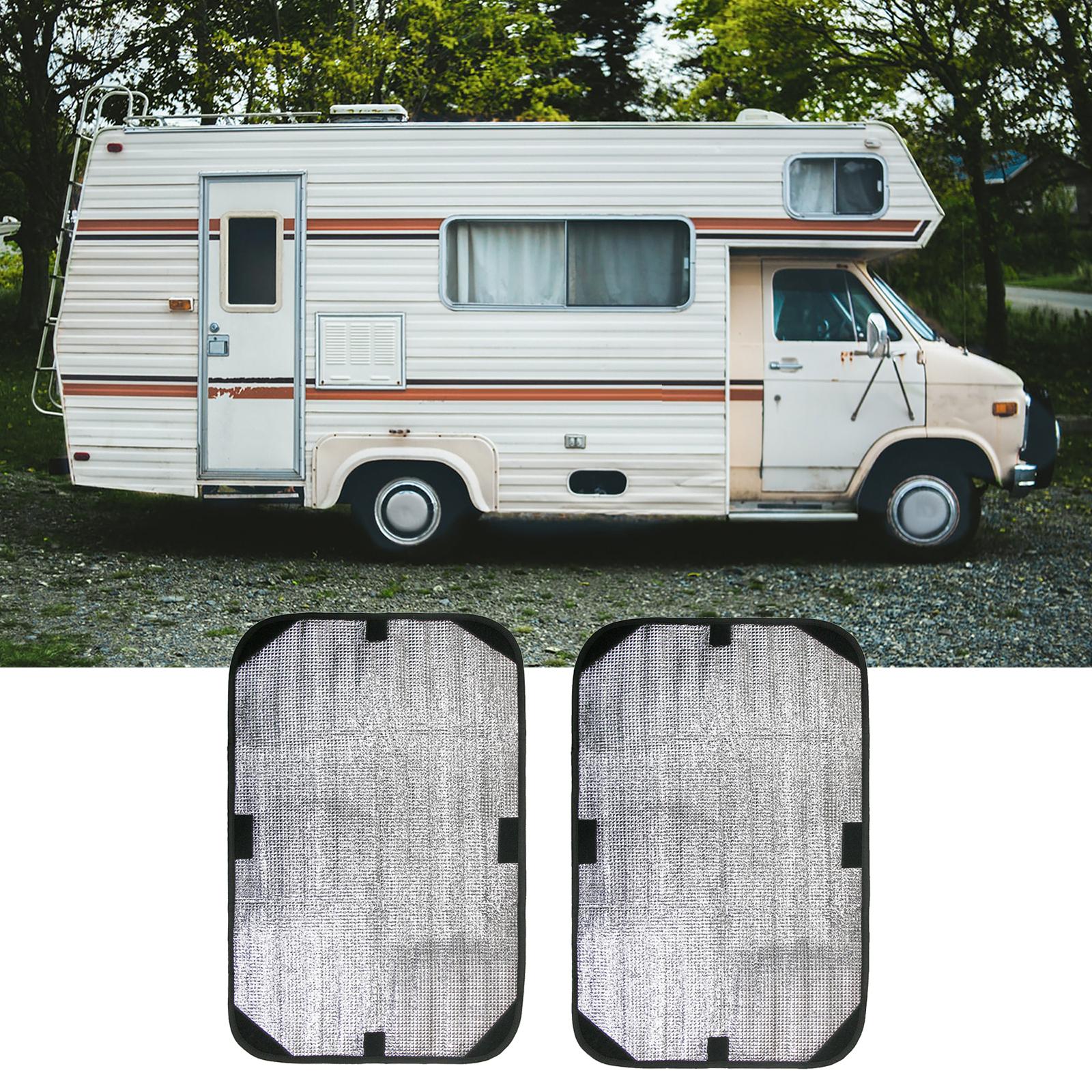 1Pair RV Door Window Shade Cover 15.94x24.41inch UV Sun and Heat Reflector Double-Layer Sun Shade Fit for Trailer Travel Camper