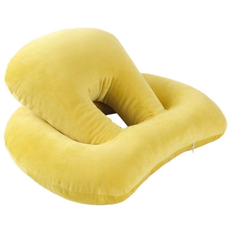 Portable Sleeping Desk Nap Pillow Neck Supporter Seat Cushion Headrest Travel Necks Pillows with Arm Rest: Lemon yellow