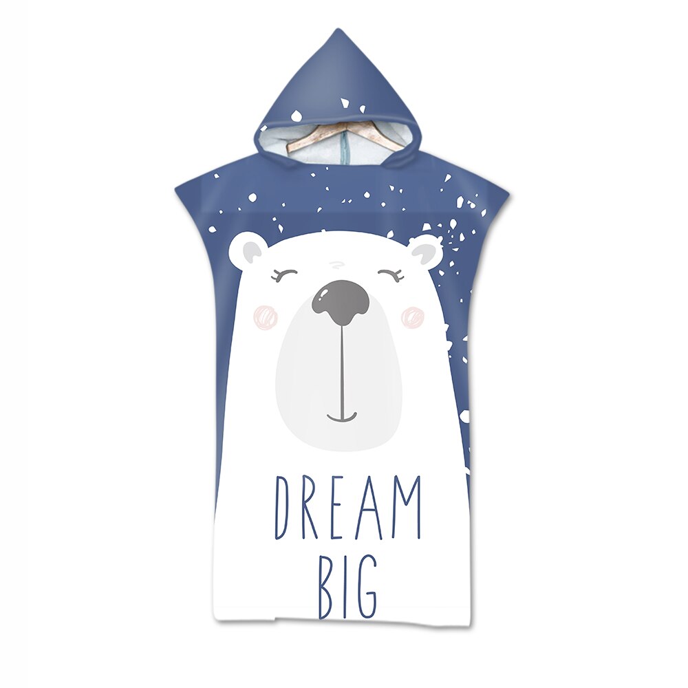 Cute Cartoon Animals Microfiber Hooded Beach Towel For Kid Adults Swimming Cloak