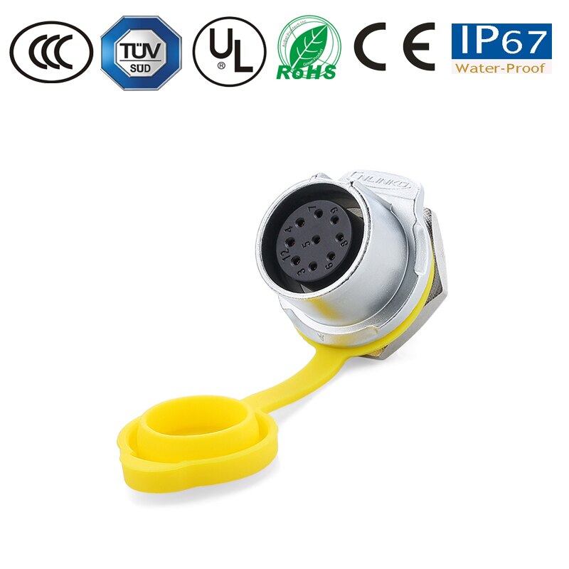M20 IP67 Waterproof Quick Connect Electrical 2-12 Pin Panel Mount Wire to Board 12V DC Power Connector Plug Socket terminator: 9Pin Socket