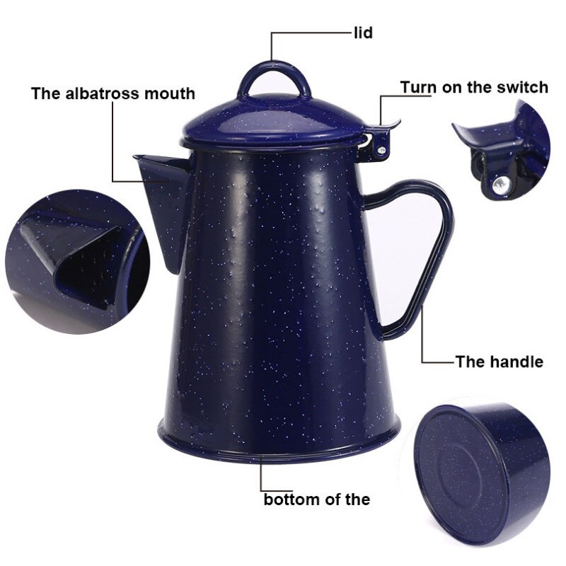 800/1200/1800/2400ML Starry Sky Blue Enamel Water Kettle with Handgrip Water Pot Coffee Water Kettle