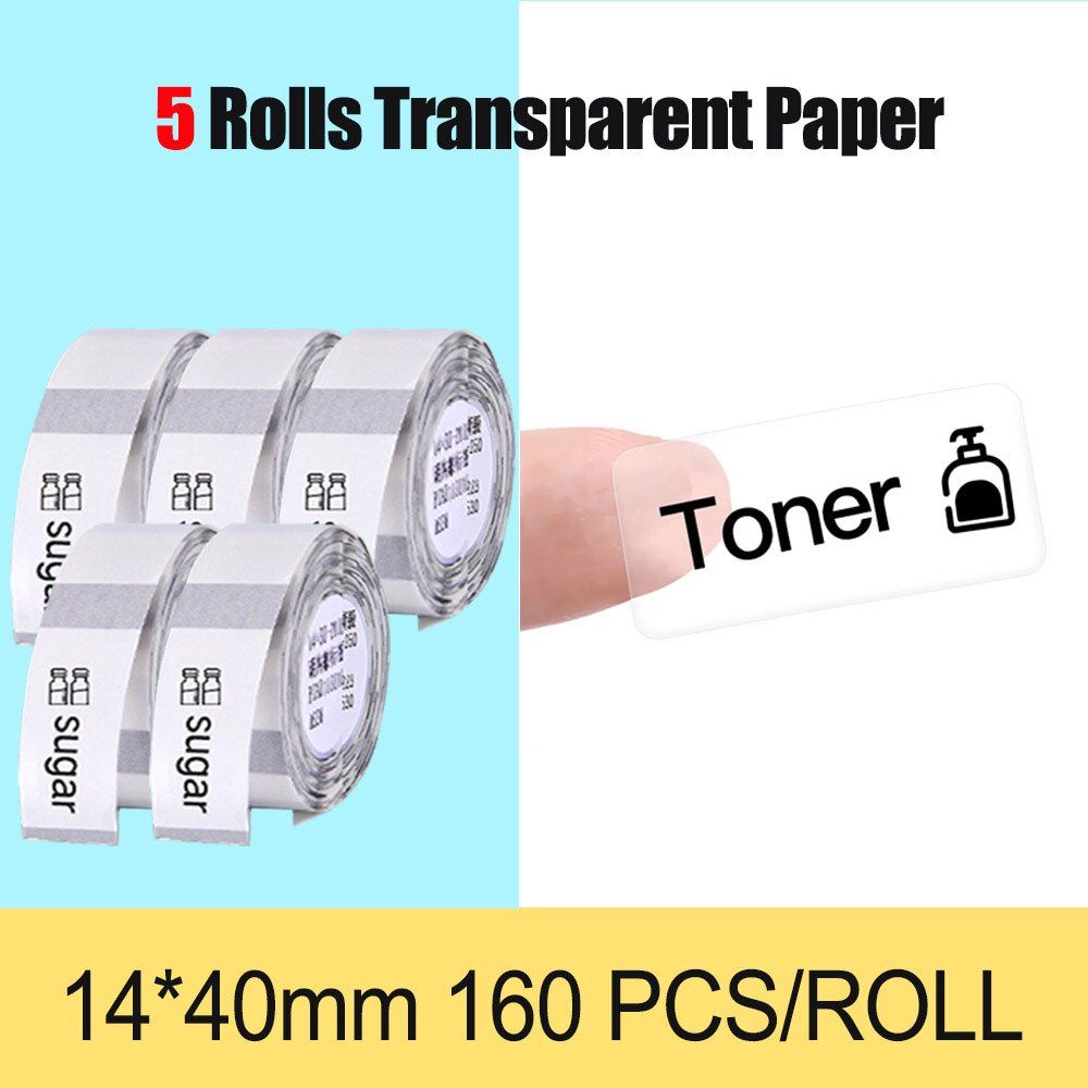 Niimbot Thermische Transparant Papier Waterdicht Olie Proof White Label Papier Voor D11 Draagbare Thermische Label Printer: 5 transparent XL