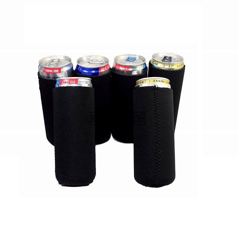 6/12PCS Black Neoprene Ultra Slim Can Sleeves Cooler Skinny Beer Can Covers For 12 oz Slim Red Bull Michelob Ultra White Claw