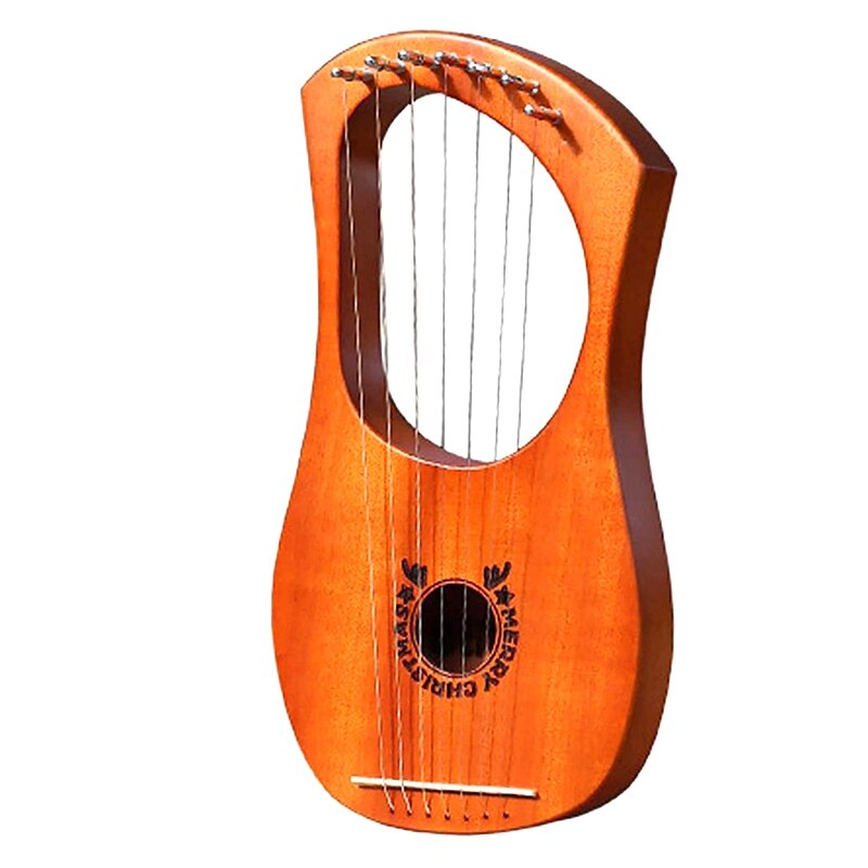 Lyre Harp 7 Metal String Harp Heptachord Mahogany Lye Harp with Tuning Wrench,for Music Lovers Beginners Kids Adult: Default Title