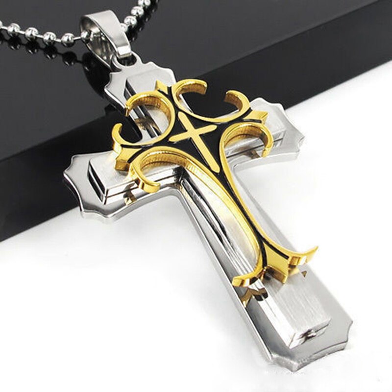 Rvs Cross Kettingen Hanger Voor Mannen Hip Hop Ketting Mannelijke Sieraden Cadeau: GD