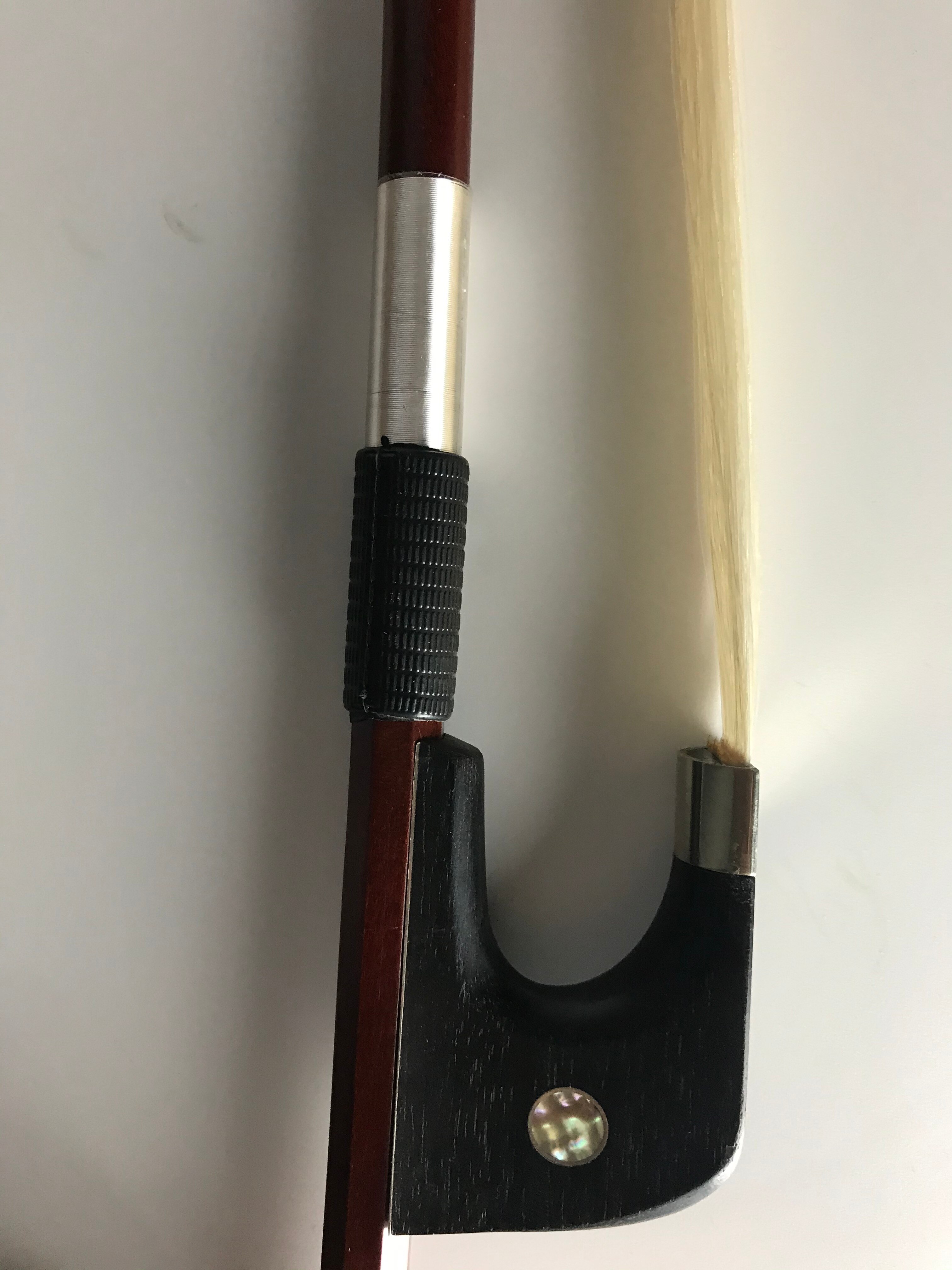 Double Bass Bow German Double Bass 3/4 Bow with Carbon Fiber Part Ebony Frog Mongolia Horse Hair 4/4 Contrabass Bow