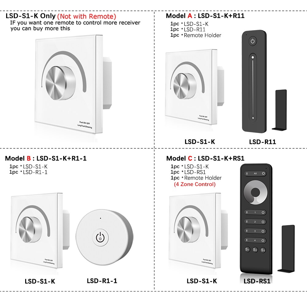 led Dimmer 220V S1-K LED Wall Mount Manual Knob Panel Triac Dimmer 100V-240V dimming for led Lamp Panel Dimmable Knob Switch