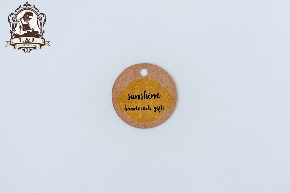 Y5 200 pcs 3.5cm round kraft/white paper tag Clothing labels, custom labels, high-end dress labels,Shape optional