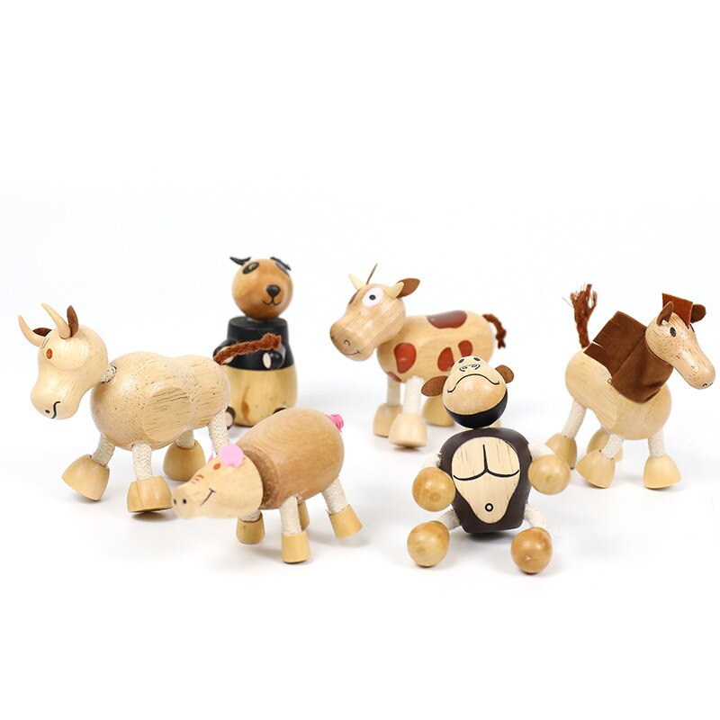 Simulation Holz Tier Puppen kinder Spielzeug Ornamente Serie Kognitiven Frühen Bildung Pädagogisches Baby Spielzeug Hause Dekoration