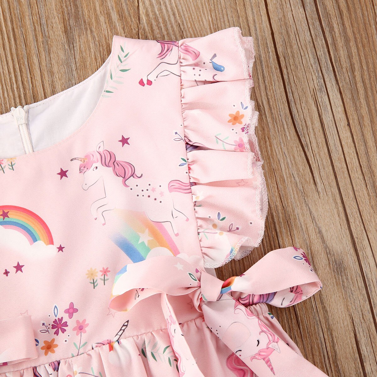 Sommer SchöNe Kleinkind Baby Mädchen Jungen Strampler Karikatur drucken Rüschen Kurzarm Rosa Overall