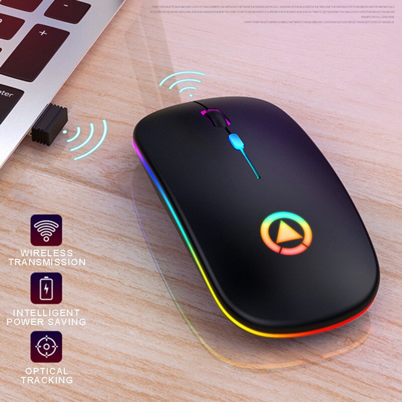 Wireless Bluethooth Mouse RGB Rechargeable Mouse Wireless Computer Silent Mouse LED Backlit Ergonomic Gaming Mouse For Laptop PC