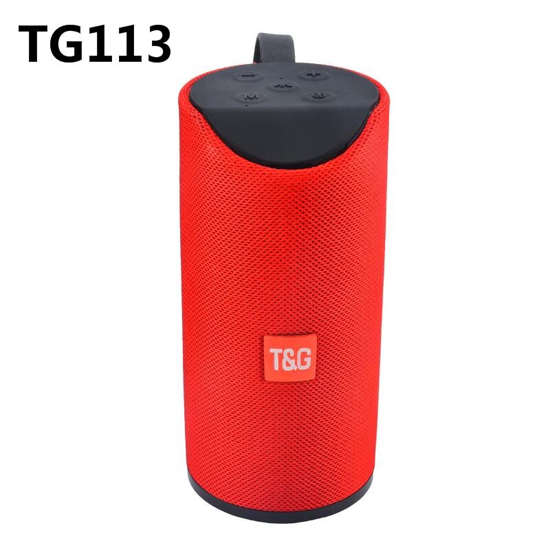 TG113 Portable Bluetooth Speaker Wireless Column 3D Stereo Bass Waterproof Speakers Outdoor Subwoofer Loudspeaker FM AUX USB TF: TG113 Red