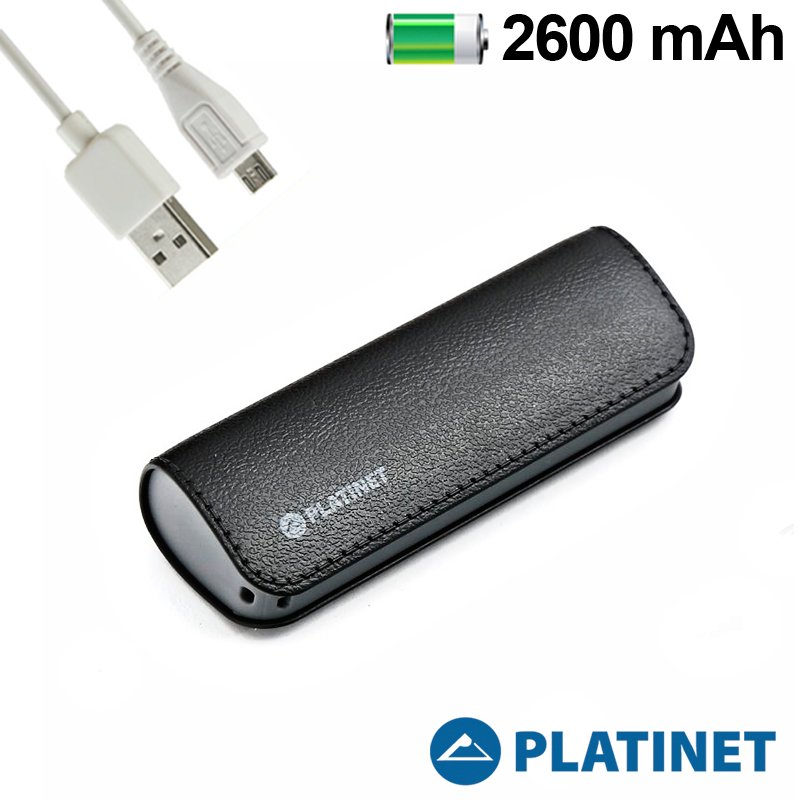 Externe Batterij Micro-Usb Power Bank 2600 Mah Kleur Zwart Platinet Huid