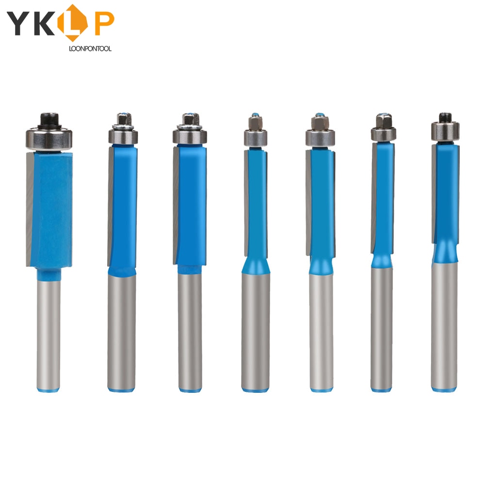 Trimming Router Bit Set 1/2" 1/4" Shank Carpentry Flush Trim Bit Carving Router Bit Cutter Tool for Wood 6-12mm 7Pcs