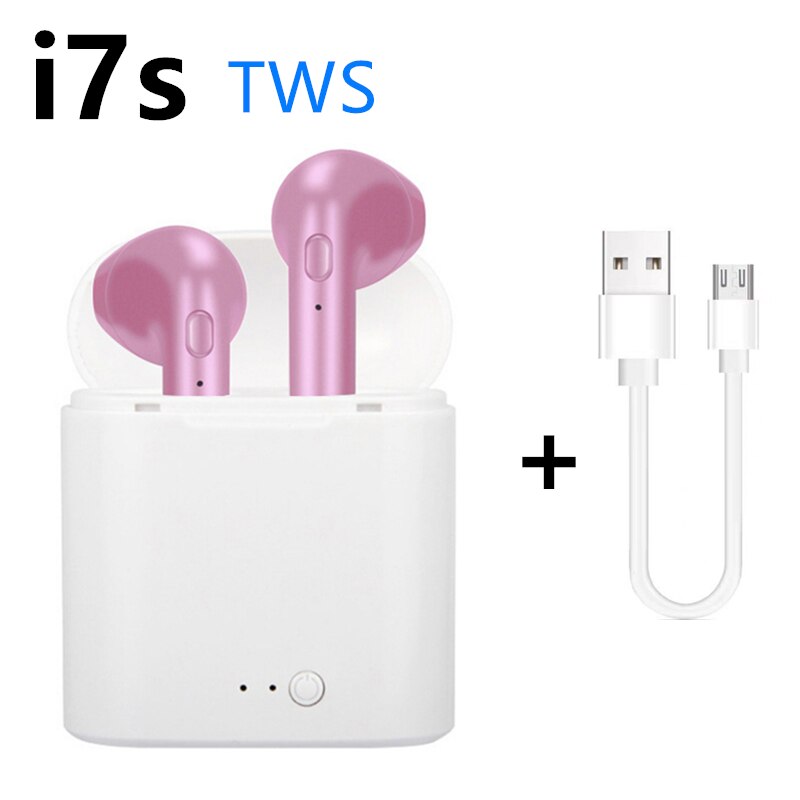 Auriculares Bluetooth i7s TWS 5,0, auriculares inalámbricos con sonido de alta fidelidad, Auriculares deportivos estéreo, auriculares para juegos manos libres para xiaomi huawei: i7s tws pink