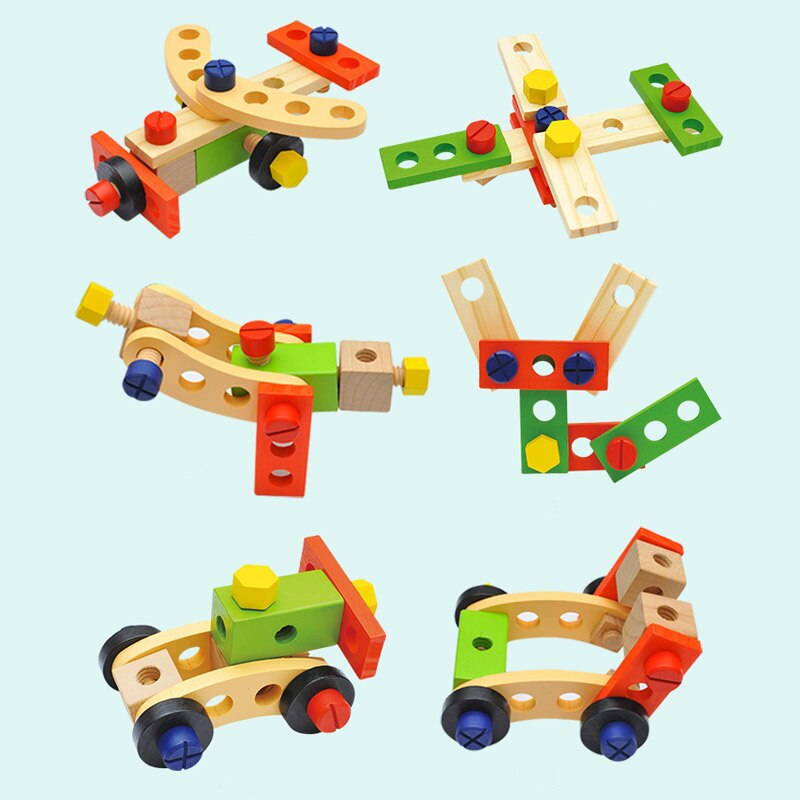 Kids DIY Tool Set Kit Educational Toys Simulation Repair ToolBox Wooden Game Learning Engineering Puzzle Toys for Boys