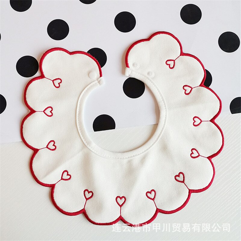 flower shape embroidery cherry Baby bibs cotton nursing feeding towel sweet heart Newborn Babador infant feeding burp bibs: hearts 2