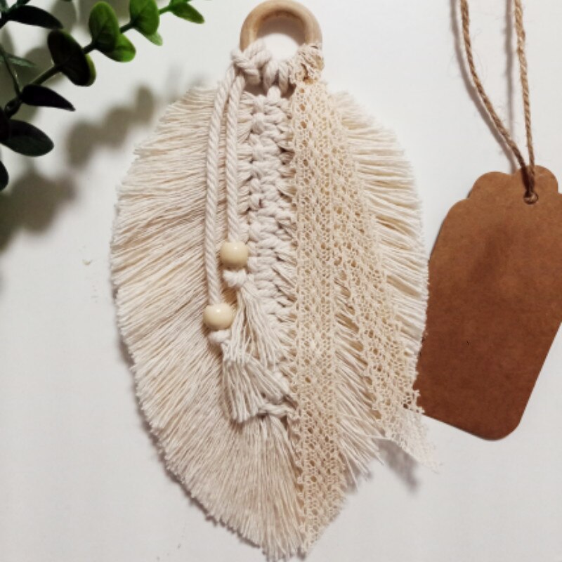 Heminredningstillbehör makrame väggbonad fjäderberlock bil vägghängande bohemisk handvävd väggtapet boho dekor
