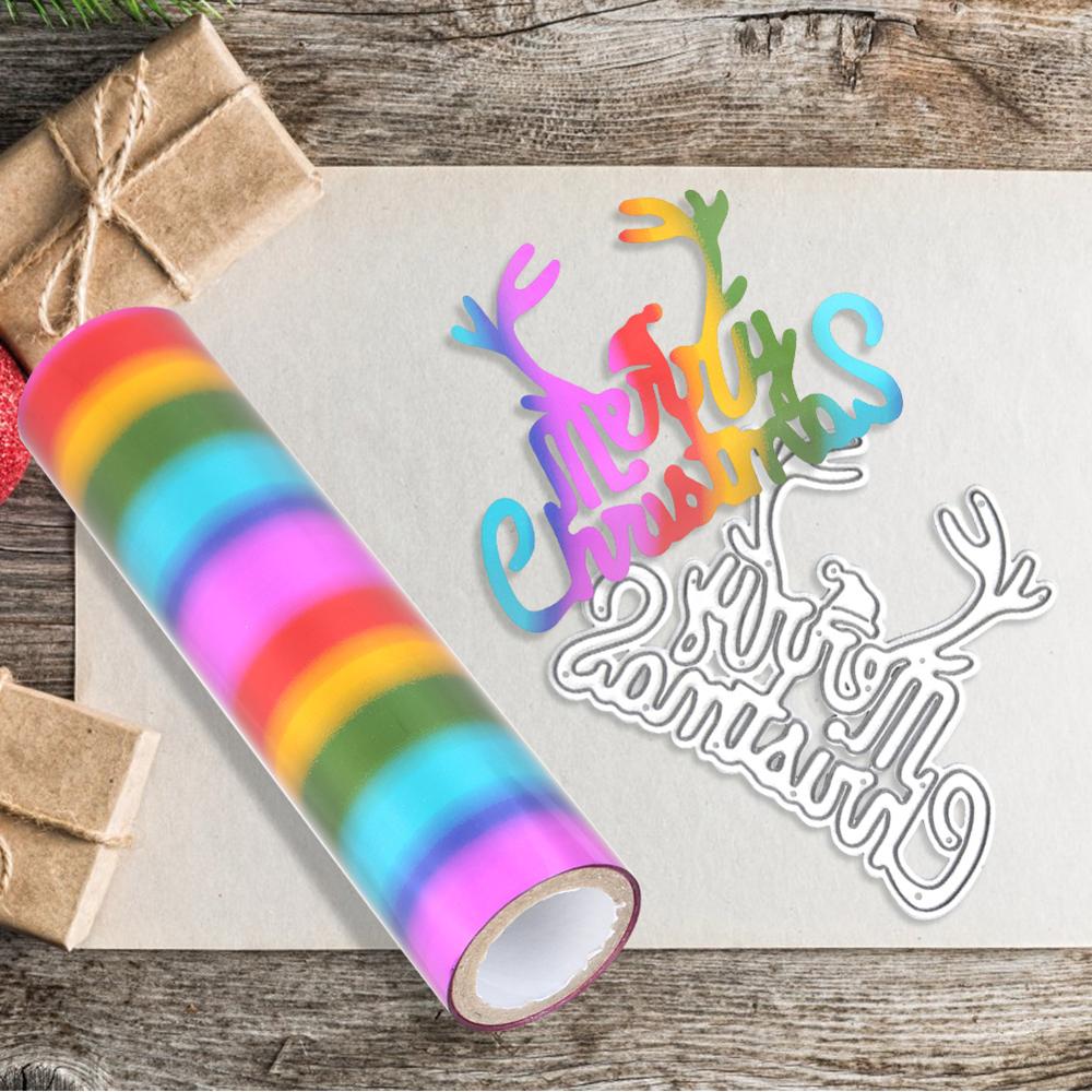 5M Heißer Folie Papier Wärme Aktiviert Schimmer Transfer Blätter Heißer Stanzen Mehrfarbig 1 Rolle Papier Holographische Transfer Handwerk