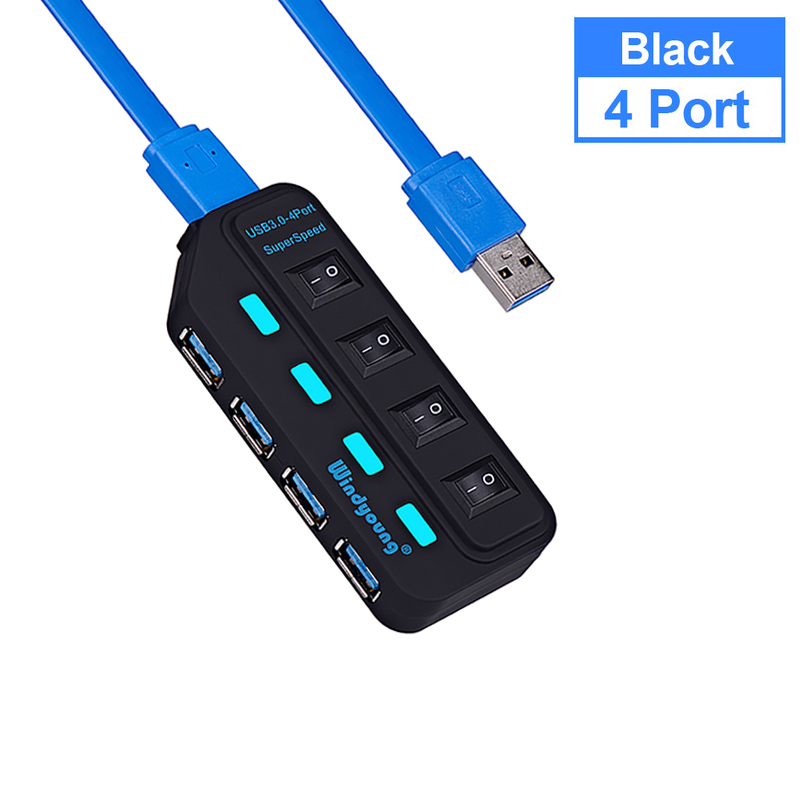 USB 3.0 HUB Typ-C HUB Multi USB Splitter 4/7 Port Expander Mehrere USBC 3 Hab Verwenden Netzteil USB 3.0 Hub mit Schalter für PC: WEISS