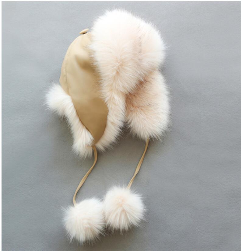 Kinderen Faux Fur Hoed Lederen Vos Bontmuts Lei Feng Thermische Sneeuw Cap Muts Beschermen Oren Hoed winter Hoed: Beige / adul t62-60cm