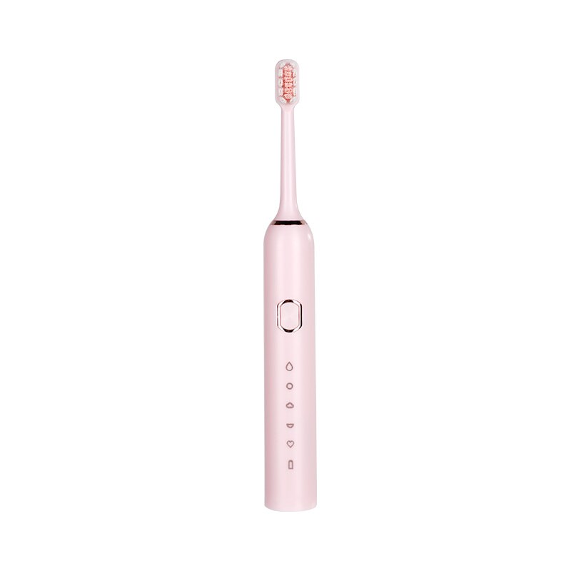 Intelligent Automatic Electric Toothbrush Adult 5 Modes Tooth Brush USB Charging Waterproof Tooth Whitening tooth Heads Set: 1set  pink