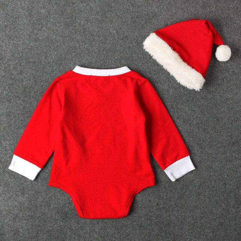 2 stuks kerst baby jongen en meisje kerst romper set ronde hals lange mouwen rode jumpsuit playsuits