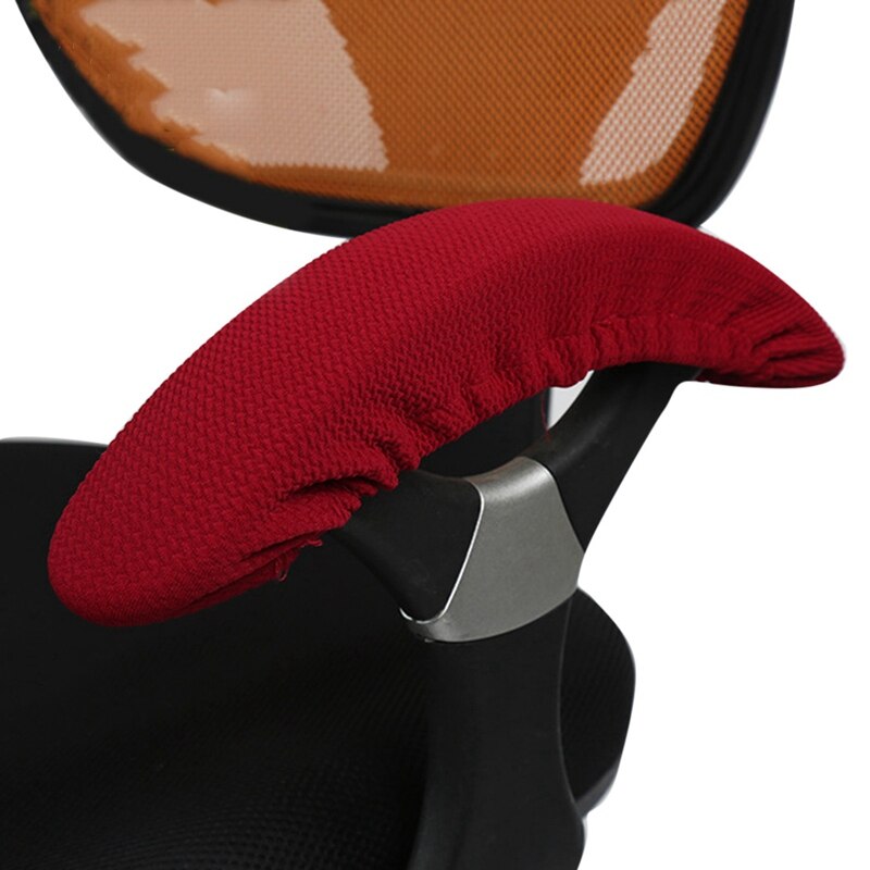 2pcs/pair Chair Armrest Cover Computer Chair Arm Protectors Couch Elastic Coffee Tub Sofa Armchair Cover Elbow Arm Rest Covering: Wine red cover