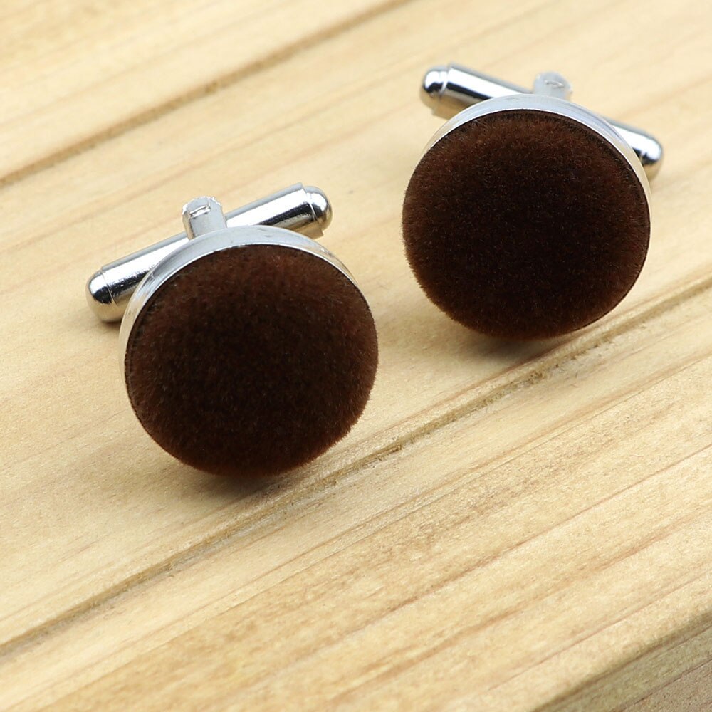 Boutons de manchette de chemise pour hommes, bijoux ronds en daim doux, à la , pour affaires, fête de mariage, accessoires pour hommes, de: 2