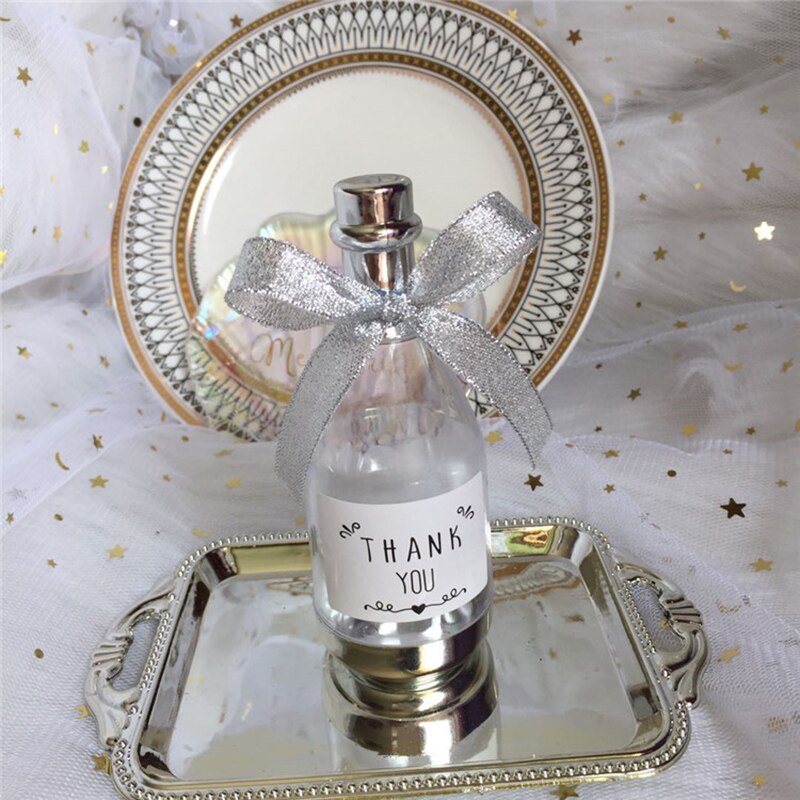 12 Stuks Dank U Plastic Snoep Doos Diy Champagne Fles Plastic Doos Baby Douche Bruiloft Gunst Geschenkdozen Party Decoratie supply: Silver 1