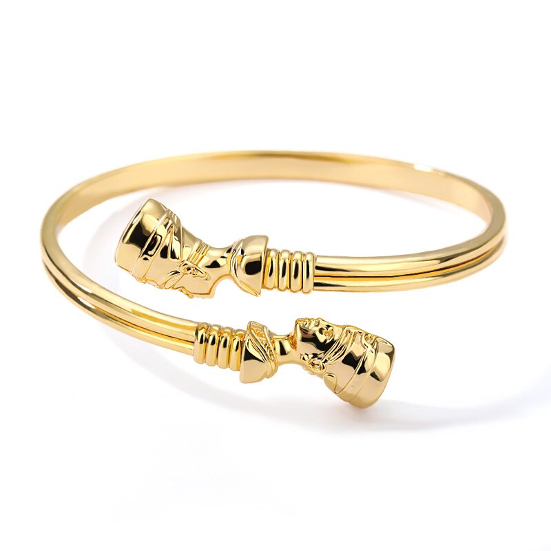 Egyptische Armbanden Sieraden Koningin Nefertiti Bangles Armbanden Voor Vrouwen Roestvrij Staal Gouden Armband Afrikaanse Armbanden Sieraden: Goud-kleur