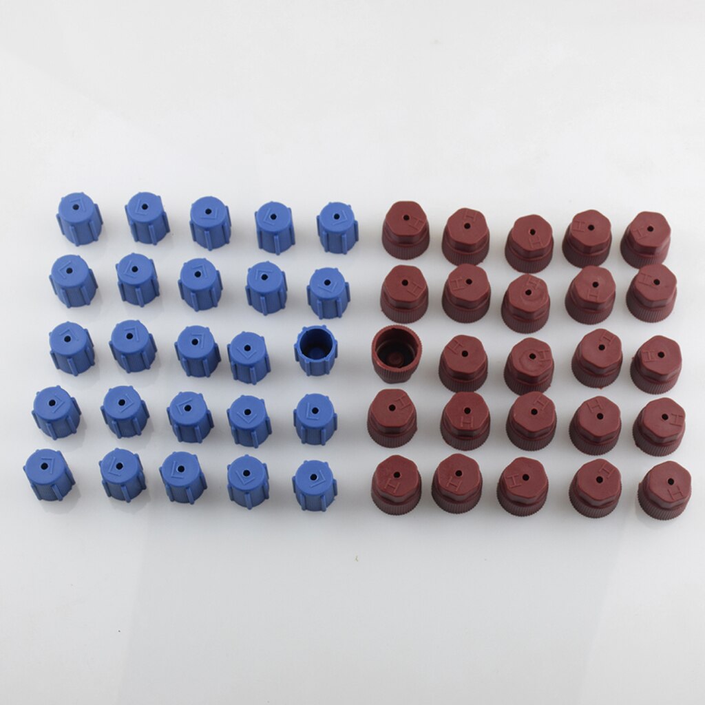 50 Pieces AC A/C Charging Port Service s R134a R12 13mm &amp; 16mm AC Service Charging Port Red Blue