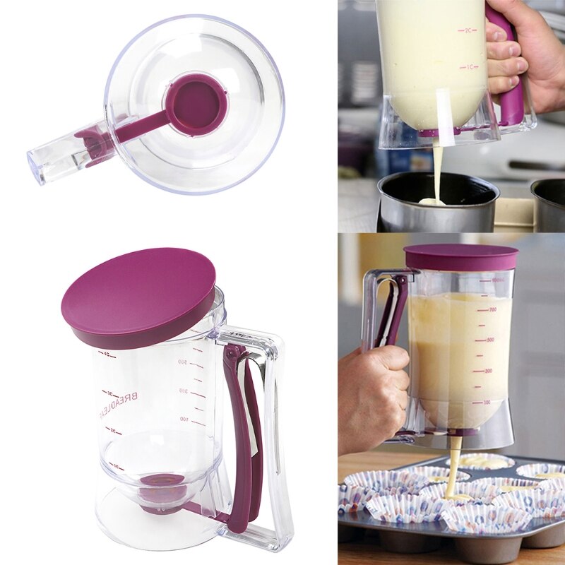 Distributeur De Pâte à Crêpes 900 Ml Avec Bec Verseur | Pour Crêpes, Gaufres, Cupcakes - Poignée Ergonomique Et Chambre Transparente
