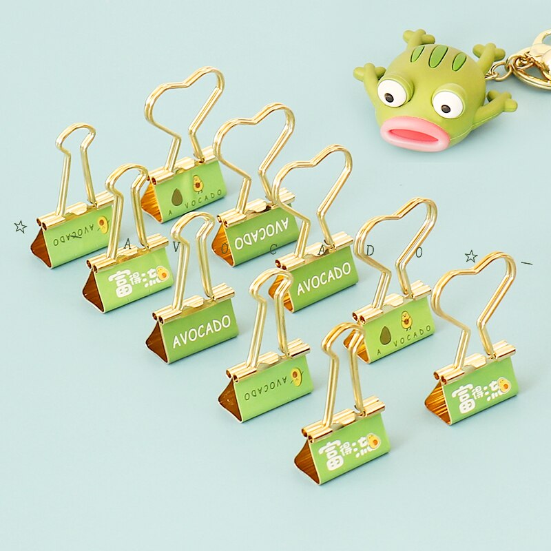 Tutu 6 stk /æske guld avocado sæson frugtbinderklemme metalbinderclips fotos billetter noter brev papirklip  h0327