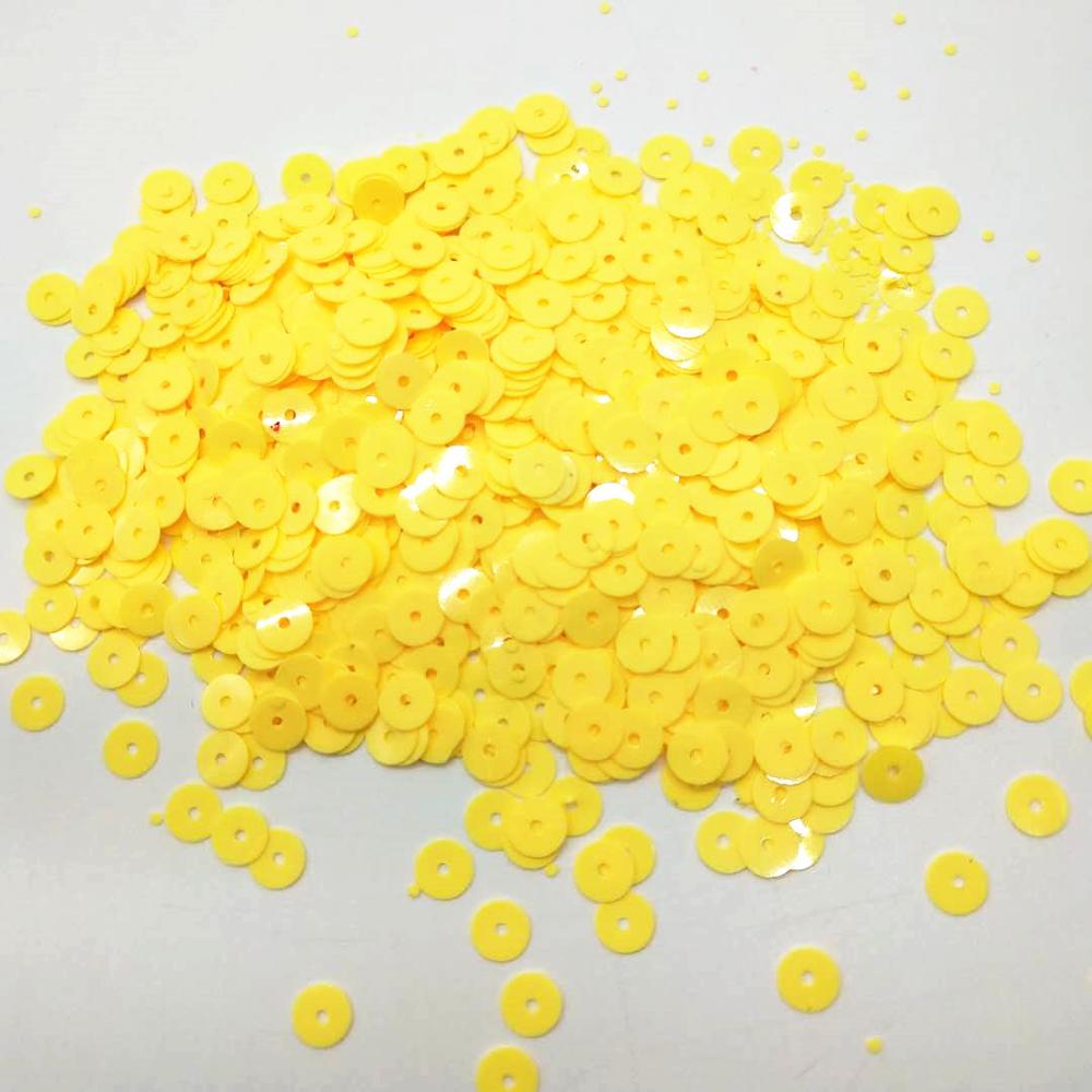 50G (4000 Stuks) 6Mm Effen Geel Platte Ronde Pailletten Voor Craft Diy Accessoires Met 1 Midden Gat